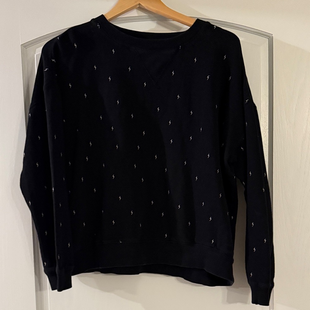 Lou & Grey black women’s patterned crewneck sweatshirt